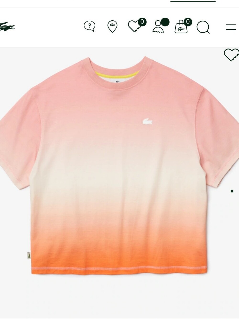 Lacoste Live Gradated Oversized Fit Ombre T Shirt Size 34